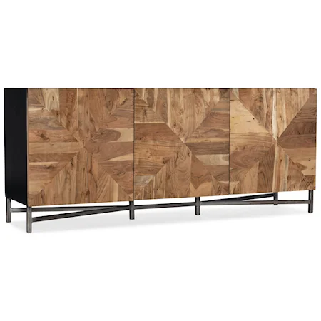 Ely Modern 3-Door Entertainment Console Accommodates 70 Inch TV